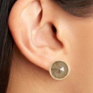 Gorjana Faceted Olivia Stud in Labradorite Pierced Earrings Set in Gold